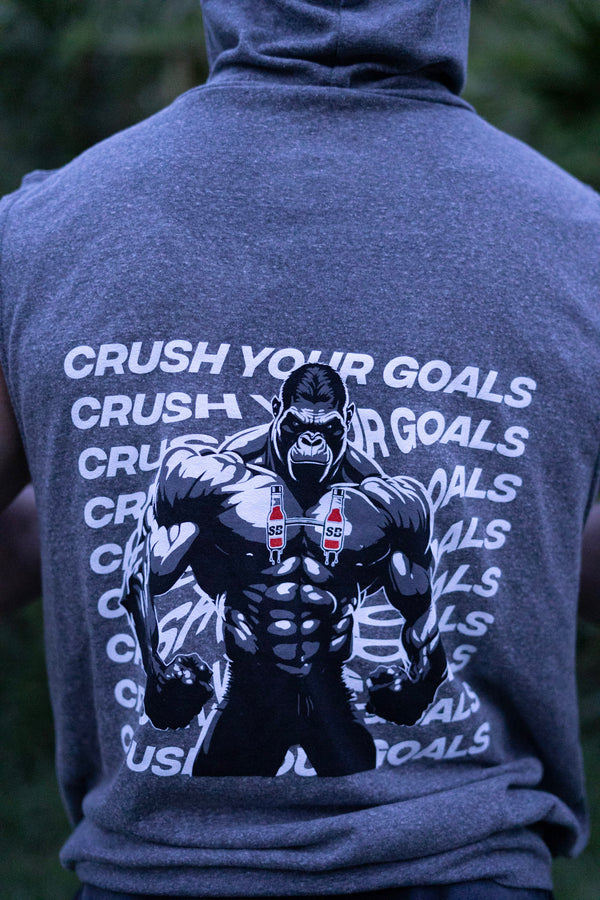 Crush Your Goals Sleeveless Hoodie Heather Grey Austin Whitworth